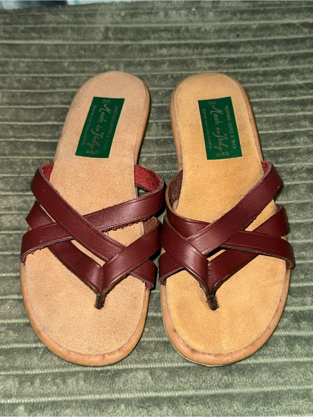 Made in Italy Women’s Cross-Strap Slide Sandals in Burgundy